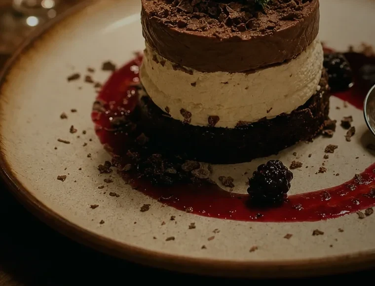 Sobremesa de chocolate com frutas vermelhas